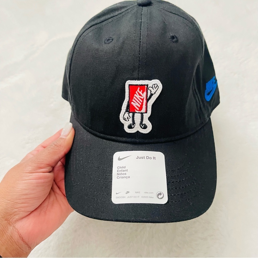 Nike Kids Black Hat with Blue Accents - Picture 2 of 7
